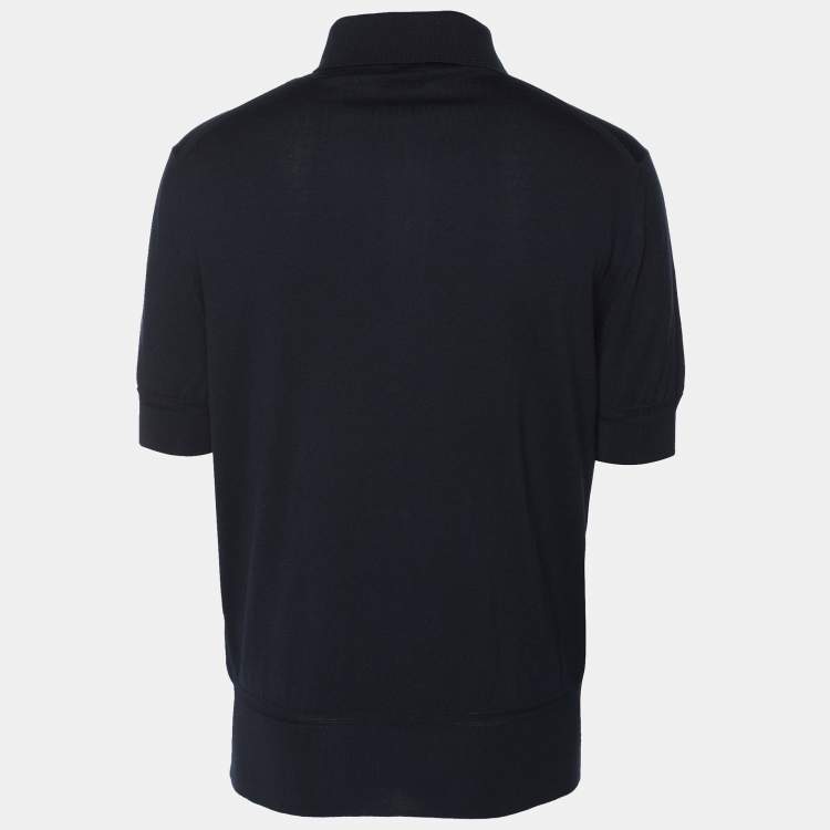 Pre Owned Tom Ford Navy Blue Cotton Knit Polo T-Shirt L