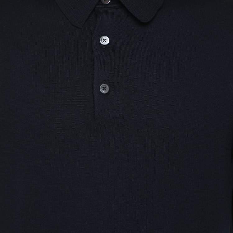 Pre Owned Tom Ford Navy Blue Cotton Knit Polo T-Shirt L
