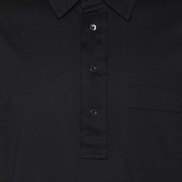 Pre Owned Tom Ford Black Cotton Polo T-Shirt M