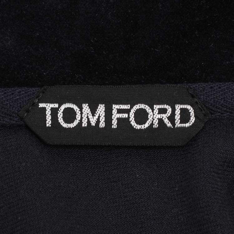 Pre Owned Tom Ford Navy Blue Velvet Zip Hoodie Jacket L