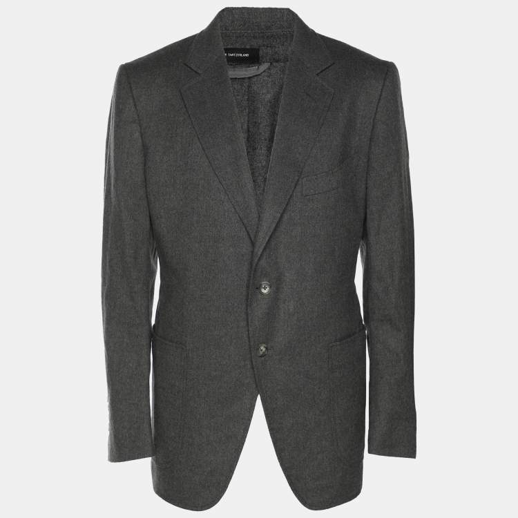 Pre Owned Tom Ford Grey Cashmere Button Blazer L