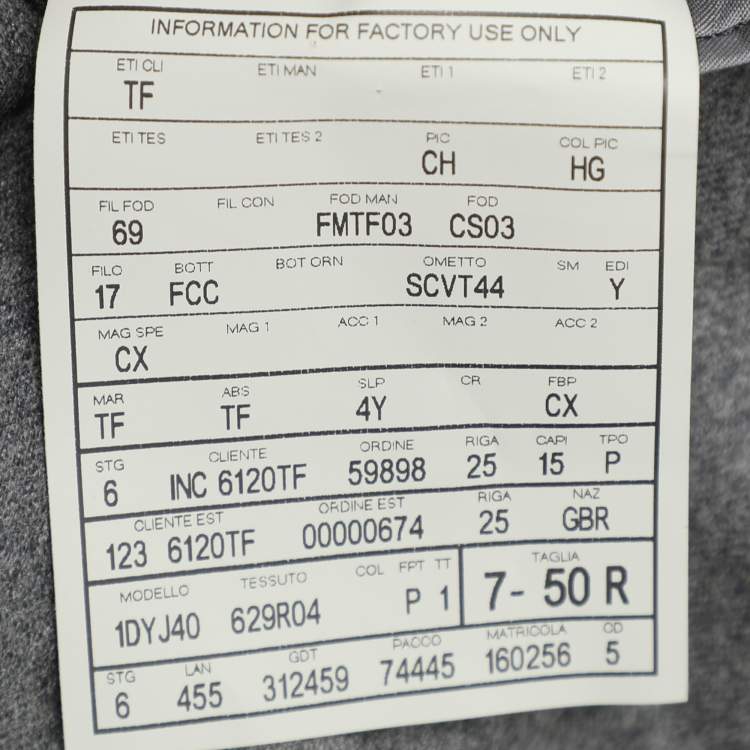 Pre Owned Tom Ford Grey Cashmere Button Blazer L