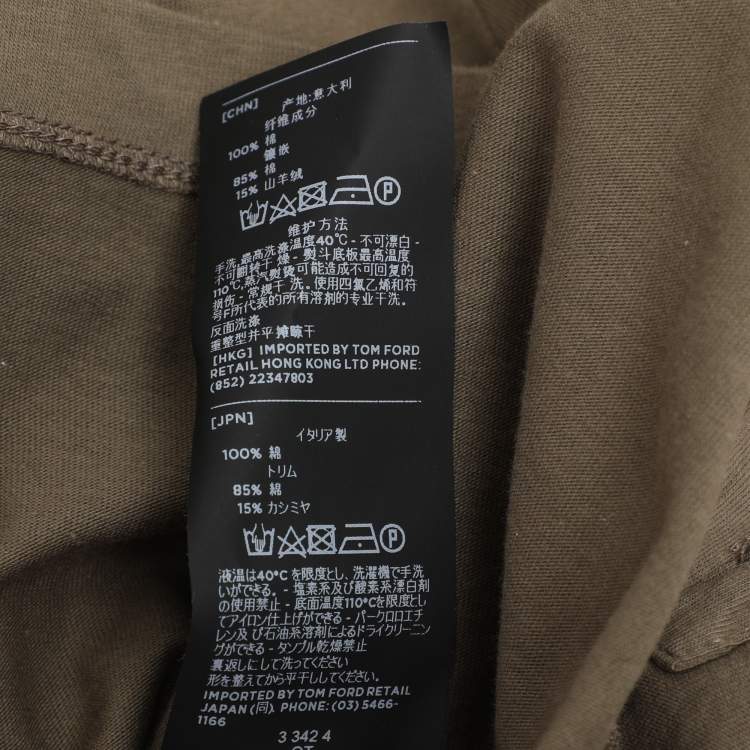 Pre Owned Tom Ford Olive Green Cotton Knit Henley T-Shirt XL