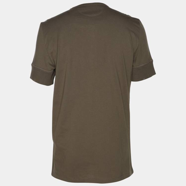 Pre Owned Tom Ford Olive Green Cotton Knit Henley T-Shirt XL