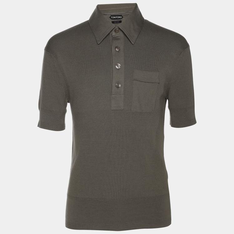 Pre Owned Tom Ford Green Cotton Knit Polo T-Shirt L