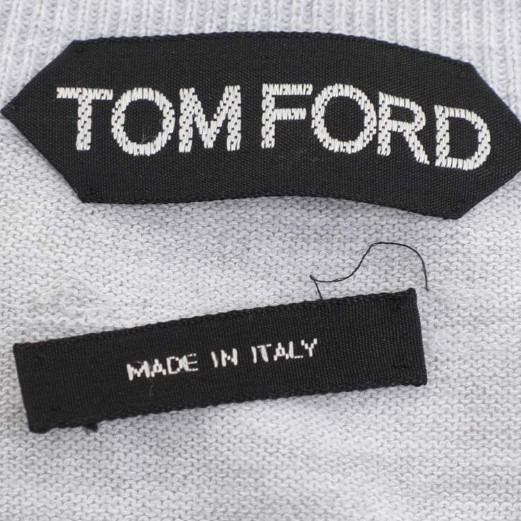 Pre Owned Tom Ford Grey Jersey Full Sleeve Henley T-Shirt L