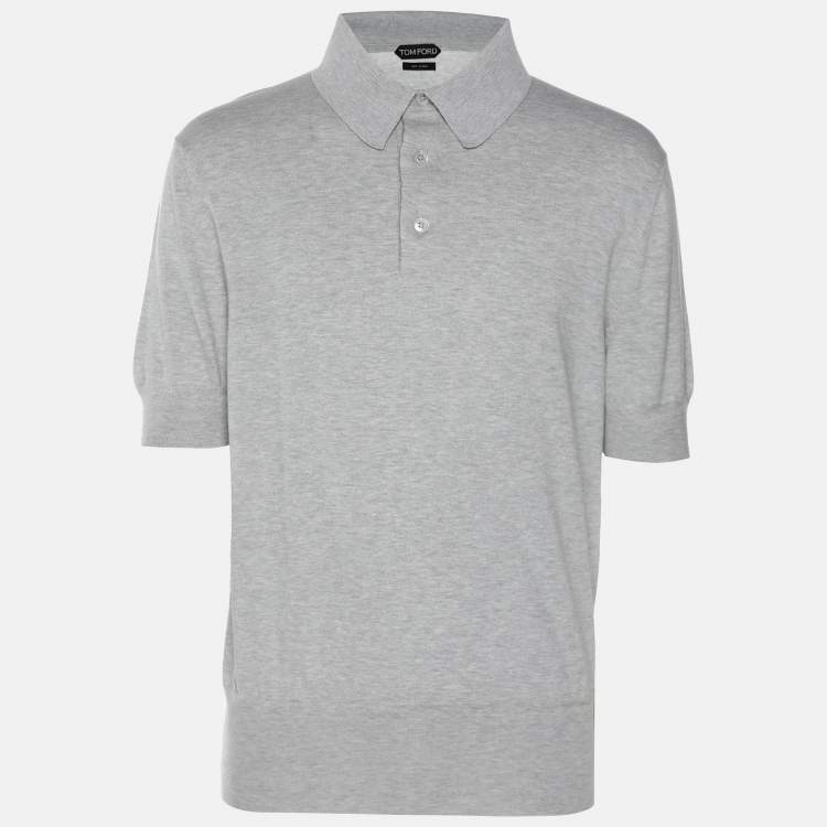 Pre Owned Tom Ford Grey Cotton Knit Polo T-Shirt XL