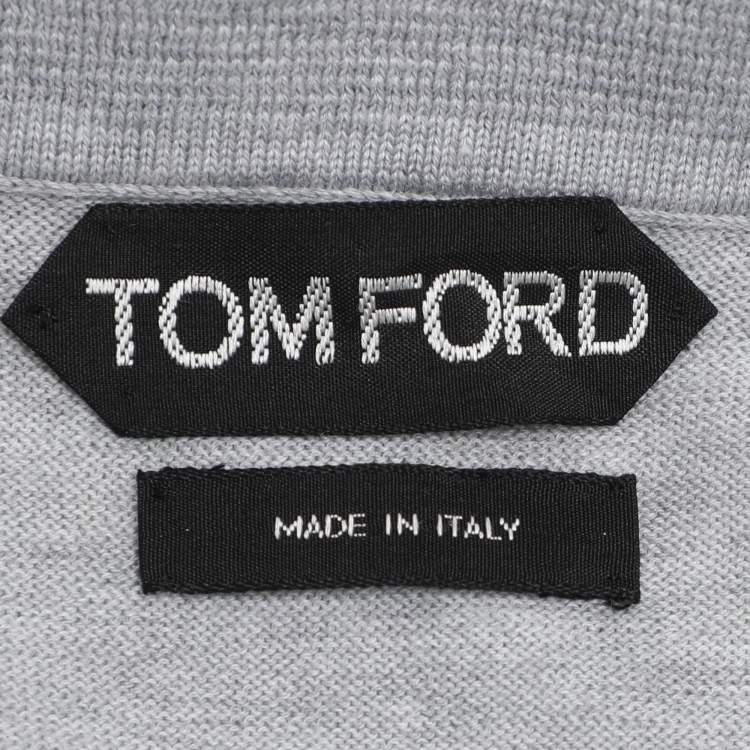 Pre Owned Tom Ford Grey Cotton Knit Polo T-Shirt XL