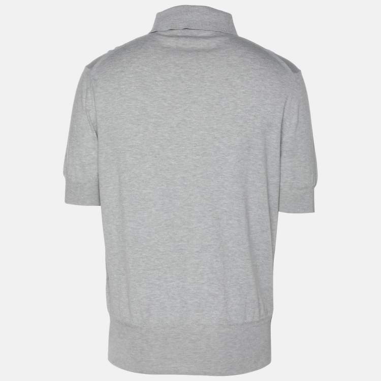 Pre Owned Tom Ford Grey Cotton Knit Polo T-Shirt XL
