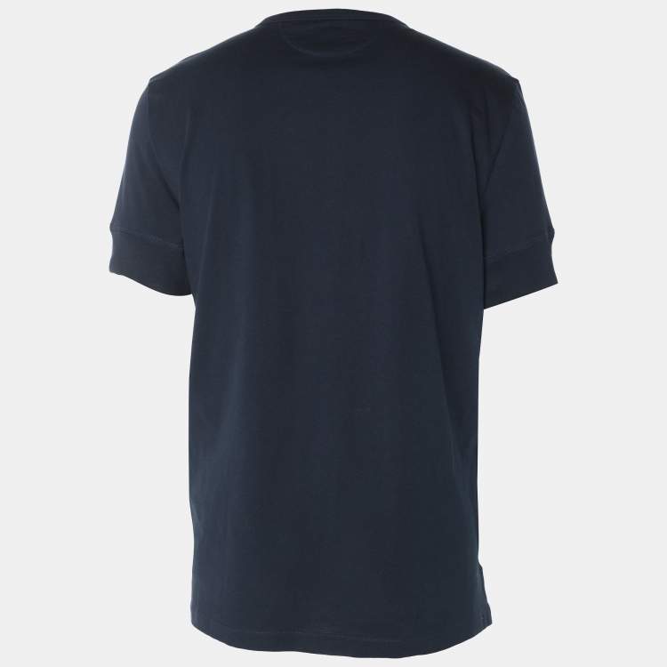 Pre Owned Tom Ford Navy Blue Cotton Knit Henley Neck T-Shirt XL