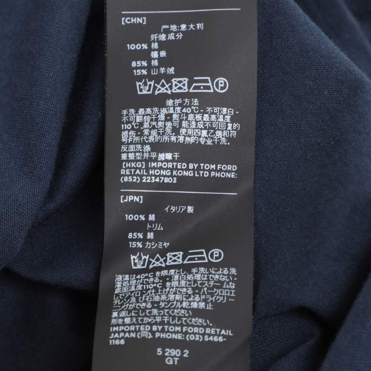 Pre Owned Tom Ford Navy Blue Cotton Knit Henley Neck T-Shirt XL