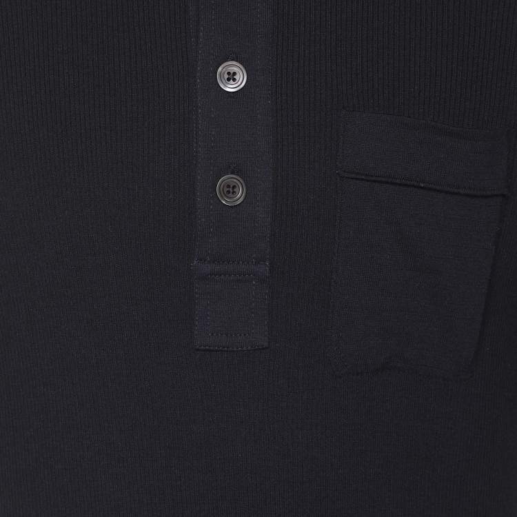 Pre Owned Tom Ford Navy Blue Cotton Knit Polo T-Shirt L