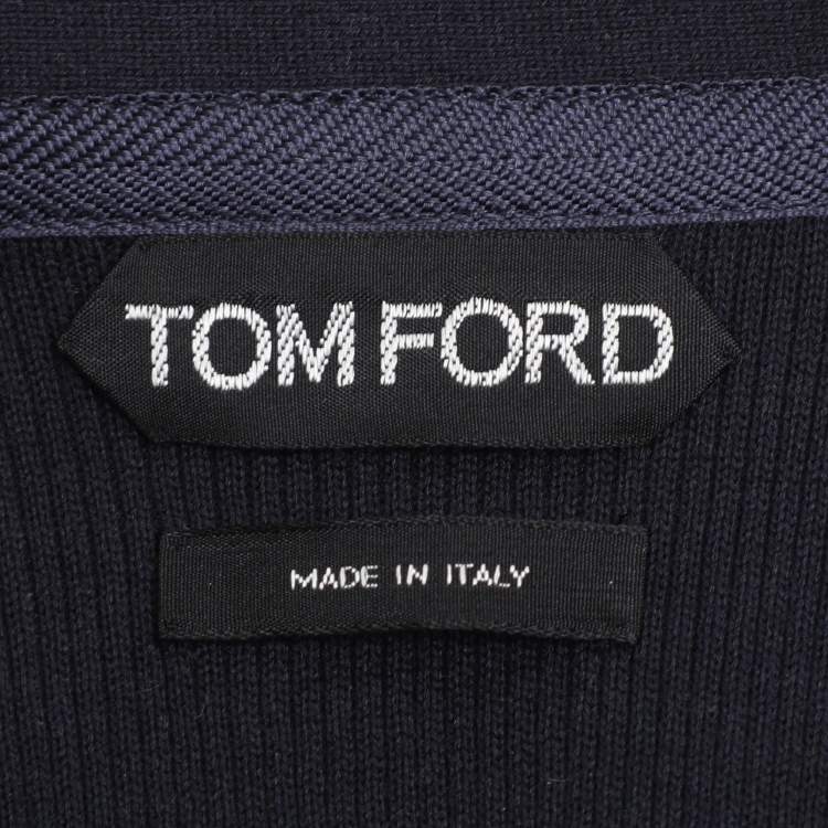 Pre Owned Tom Ford Navy Blue Cotton Knit Polo T-Shirt L
