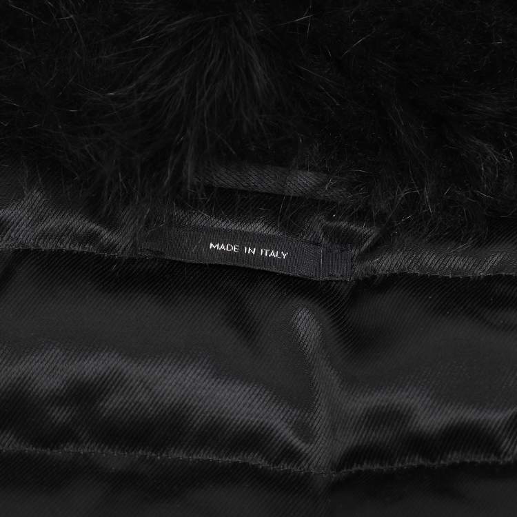 Pre Owned Tom Ford Black Nylon Fur-Trim Jacket L