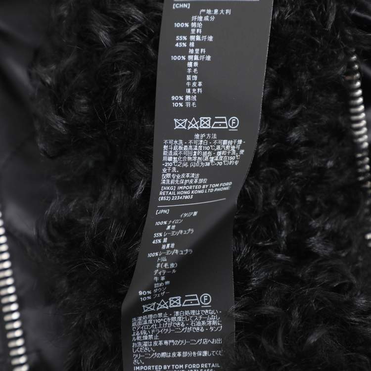 Pre Owned Tom Ford Black Nylon Fur-Trim Jacket L