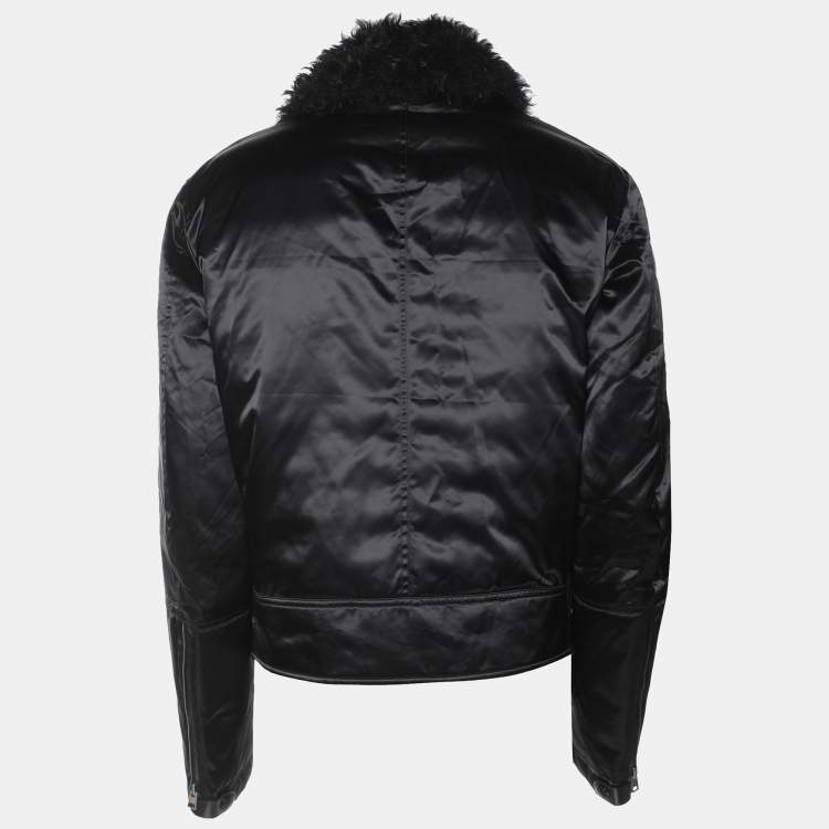 Pre Owned Tom Ford Black Nylon Fur-Trim Jacket L