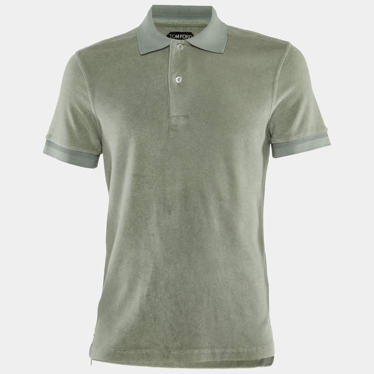 Pre Owned Tom Ford Pastel Green Terry Cotton Polo T-Shirt M