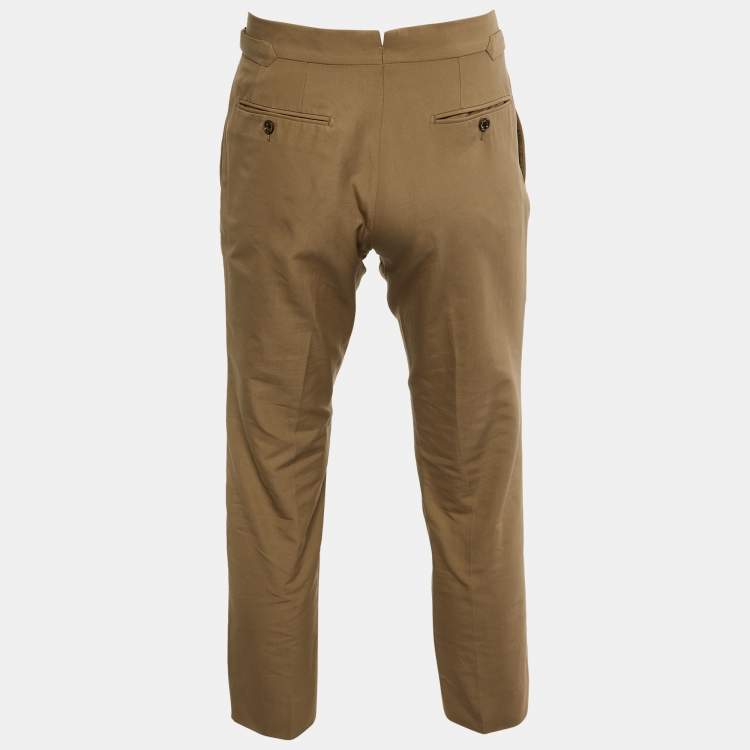 Pre Owned Tom Ford Light Brown Cotton Straight Leg Pants M