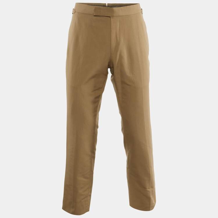 Pre Owned Tom Ford Light Brown Cotton Straight Leg Pants M