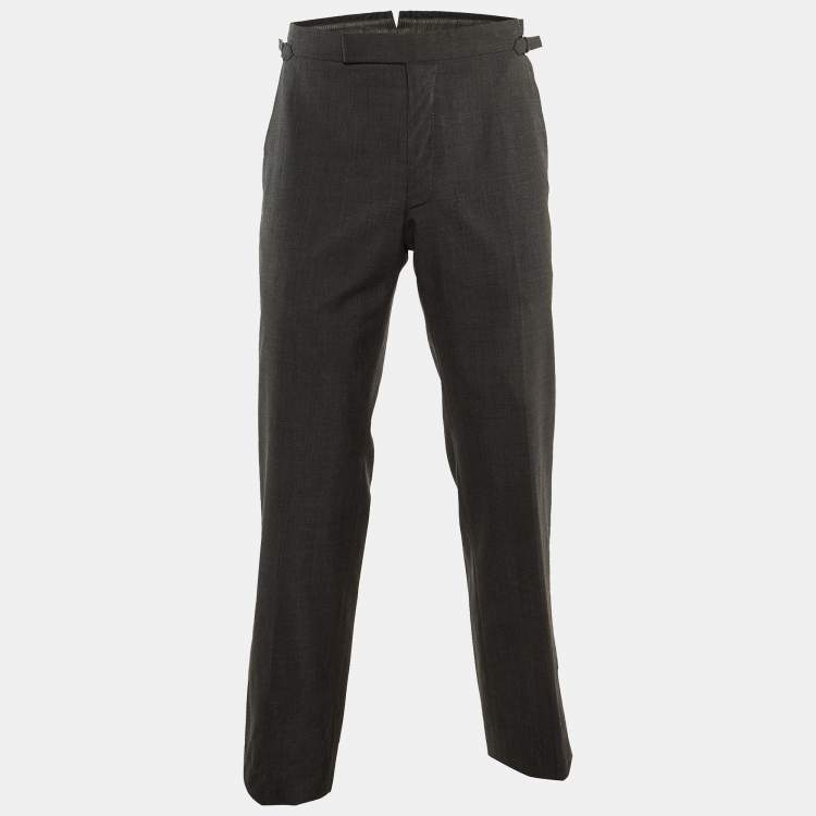 مملوكة مسبقًا Tom Ford Grey Wool Straight Leg Pants M