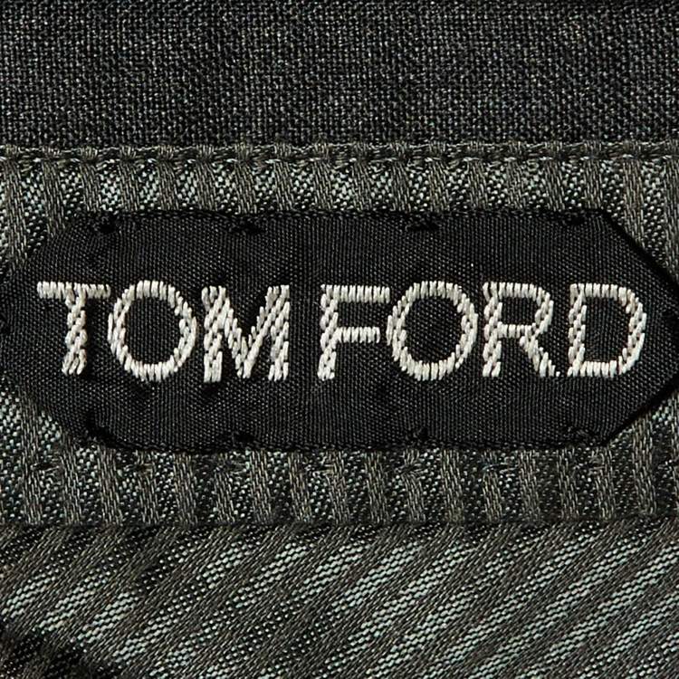 مملوكة مسبقًا Tom Ford Grey Wool Straight Leg Pants M
