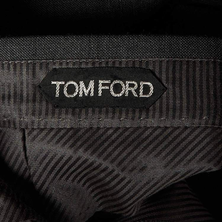 Pre Owned Tom Ford Dark Grey Check Pattern Wool Tailored Pants L