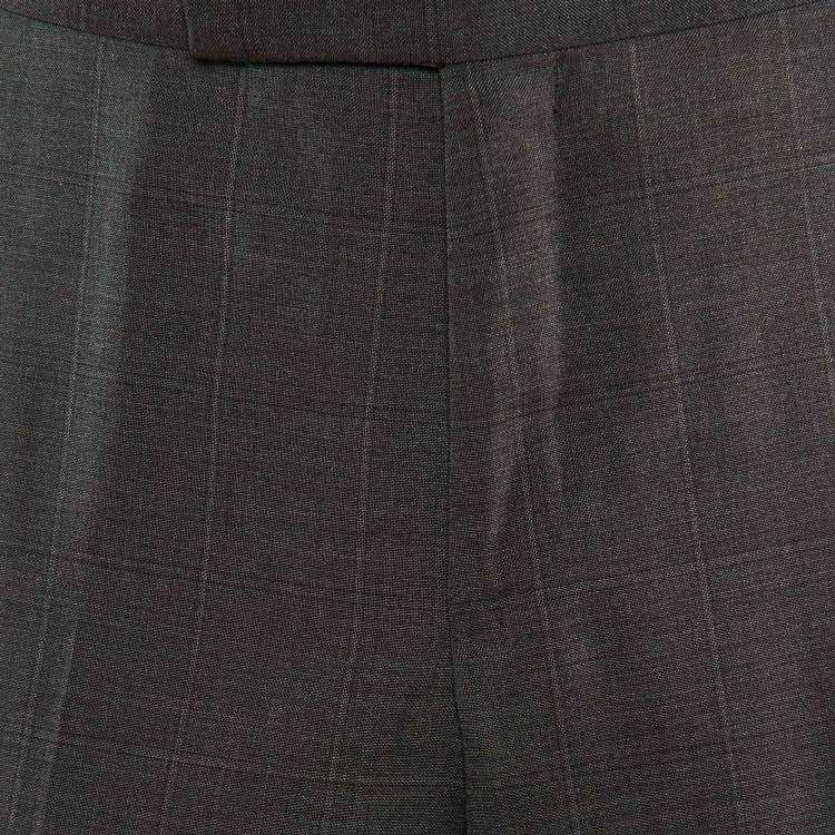 Pre Owned Tom Ford Dark Grey Check Pattern Wool Tailored Pants L