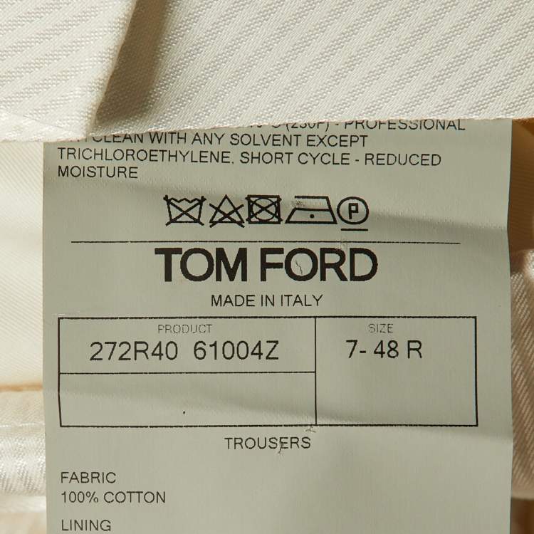 Pre Owned Tom Ford Ivory Cotton Chino Pants M