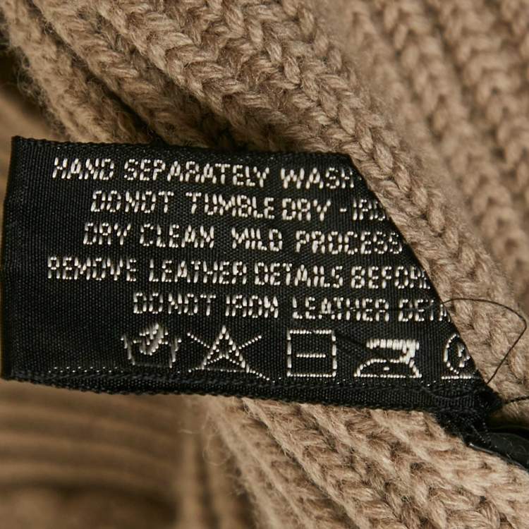 Pre Owned Tom Ford Beige Button Front Wool Rib Knit Long Cardigan XL