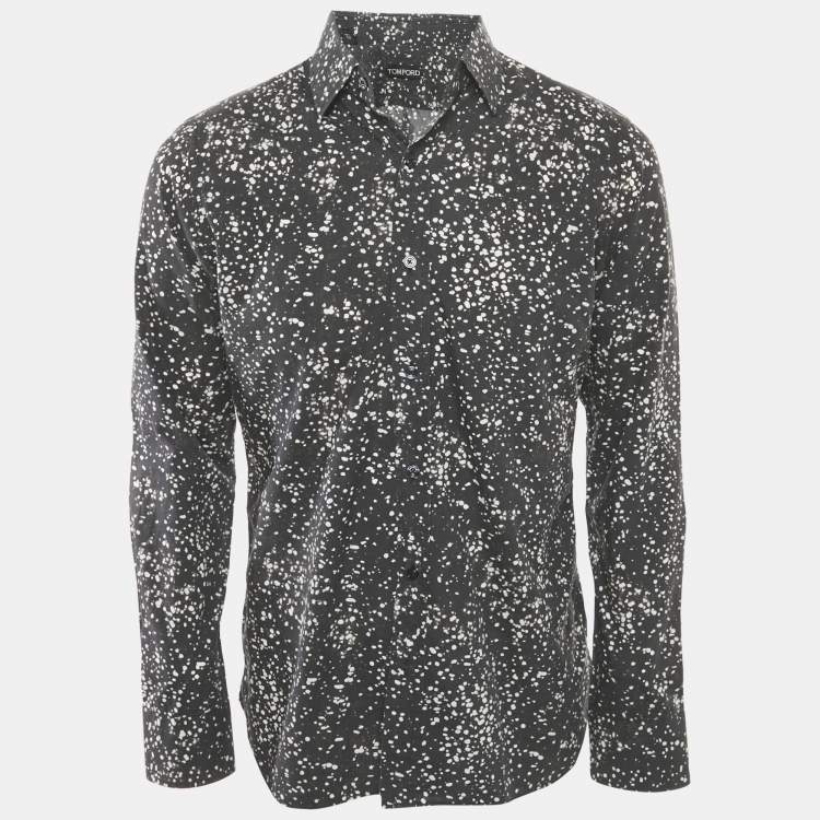 Pre Owned Tom Ford Black Printed Cotton Long Sleeve Shirt M
