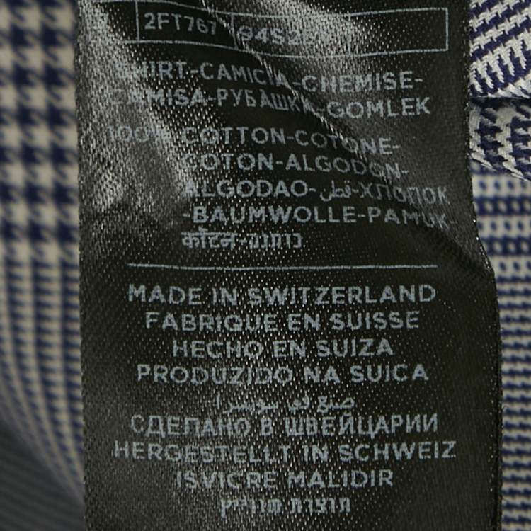 Pre Owned Tom Ford Blue Houndstooth Cotton Long Sleeve Shirt L