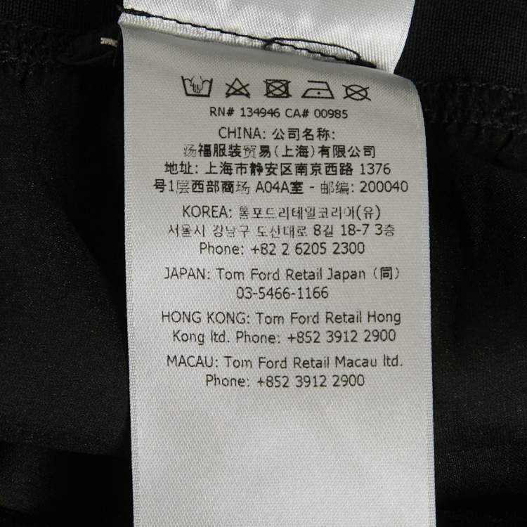 Pre Owned Tom Ford Black Silk Waist Logo Detail Shorts M