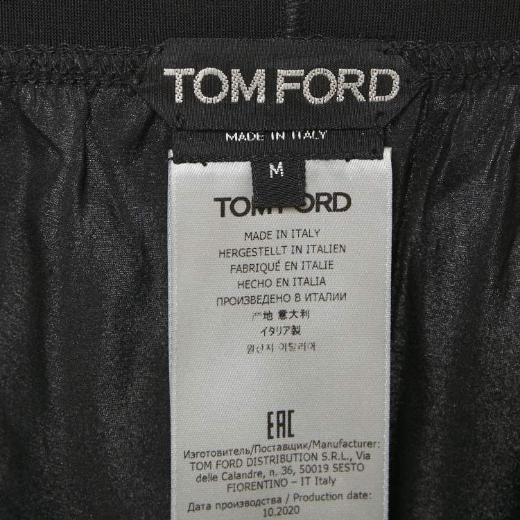 Pre Owned Tom Ford Black Silk Waist Logo Detail Shorts M