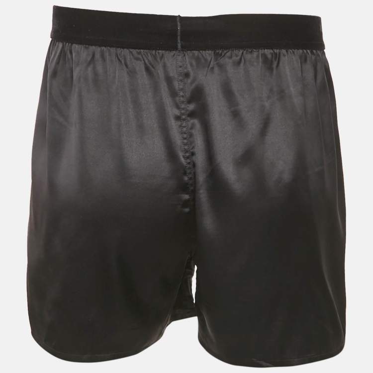 Pre Owned Tom Ford Black Silk Waist Logo Detail Shorts M