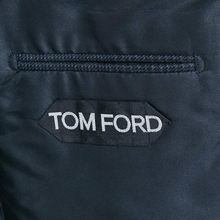 Pre Owned Tom Ford Navy Blue Prince of Wales Wool Single Breasted Blazer XL
