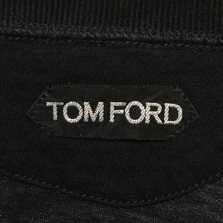 Pre Owned Tom Ford Black Cotton Knit Henley Neck T-Shirt 3XL