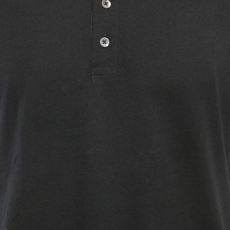 Pre Owned Tom Ford Black Cotton Knit Henley Neck T-Shirt 3XL
