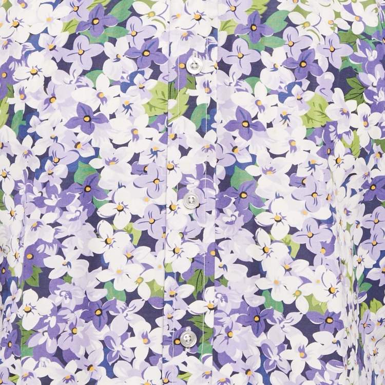 Pre Owned Tom Ford Purple Floral Print Cotton Blend Button Front Shirt L