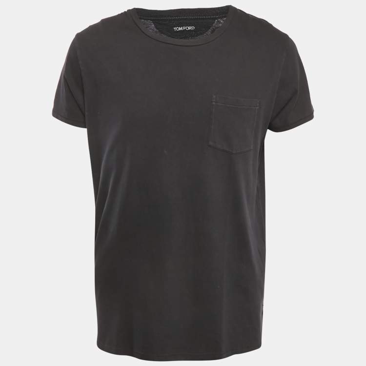 Pre Owned Tom Ford Black Cotton Knit Front Pocket Crew Neck T-Shirt XXL