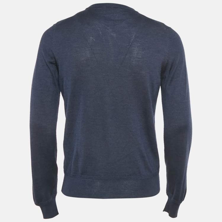 Pre Owned Tom Ford Blue Cashmere Knit Crewneck Pullover M