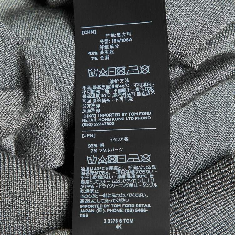 Pre Owned Tom Ford Grey Silk Knit Long Sleeve Polo Jumper 3XL