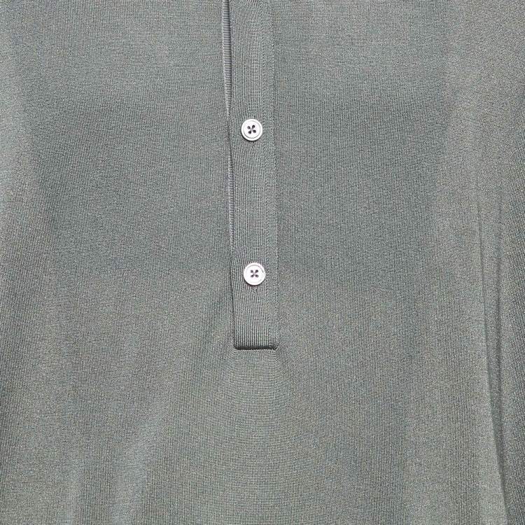 Pre Owned Tom Ford Grey Silk Knit Long Sleeve Polo Jumper 3XL