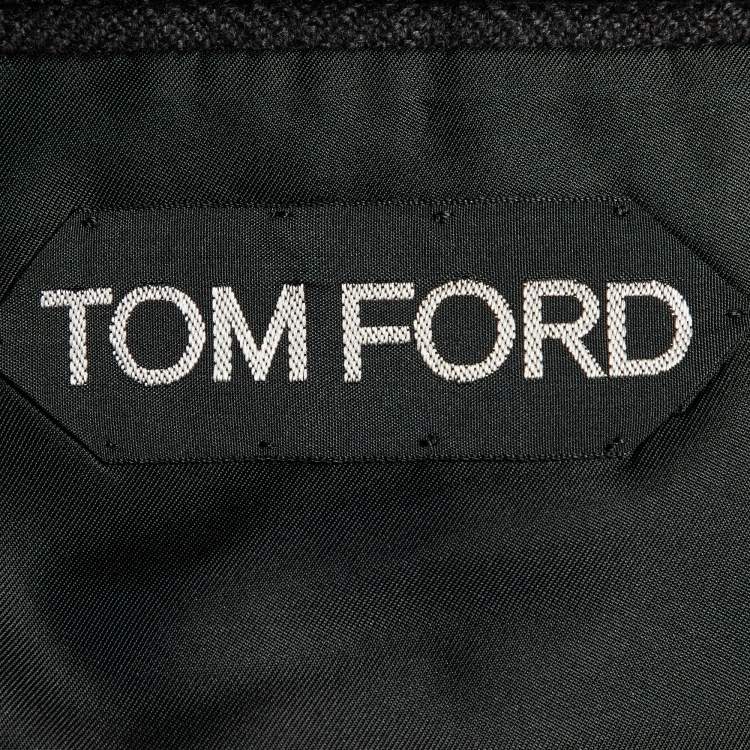 Pre Owned Tom Ford Black Herringbone Silk and Cashmere Single Breasted Blazer XXXL