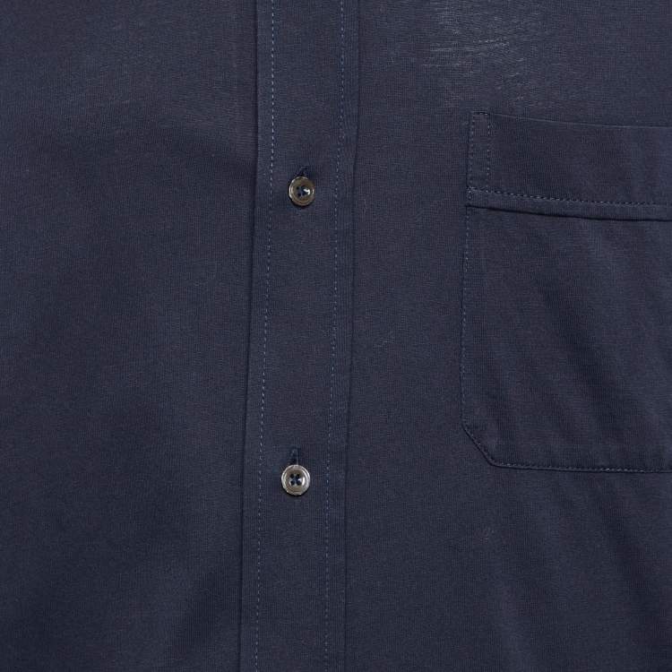 Pre Owned Tom Ford Midnight Blue Cotton Knit Button Front Shirt XXXL