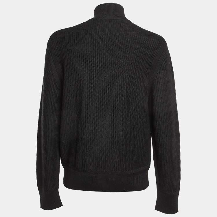 Pre Owned Tom Ford Black Textured Wool & Silk Zip Up Jacket XXL