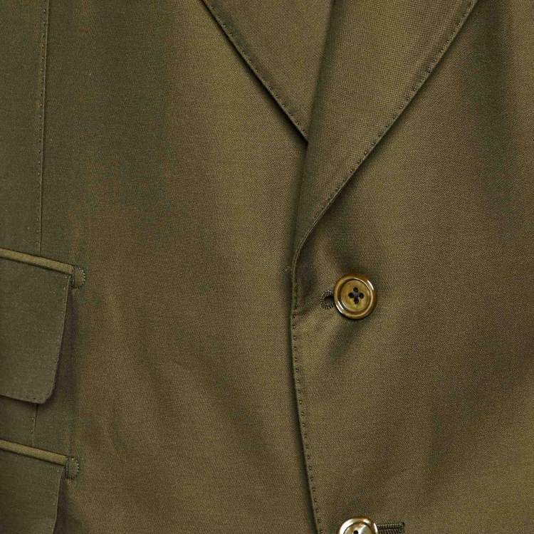 Pre Owned Tom Ford Khaki Green Cotton and Wool Single Breasted Blazer XXXL