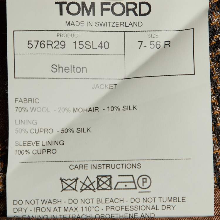 Pre Owned Tom Ford Brown Checked Wool Single Breasted Shelton Blazer XXXL