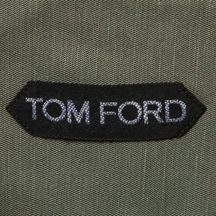 Pre Owned Tom Ford Sage Green Linen and Cotton Button Front Shirt XXL