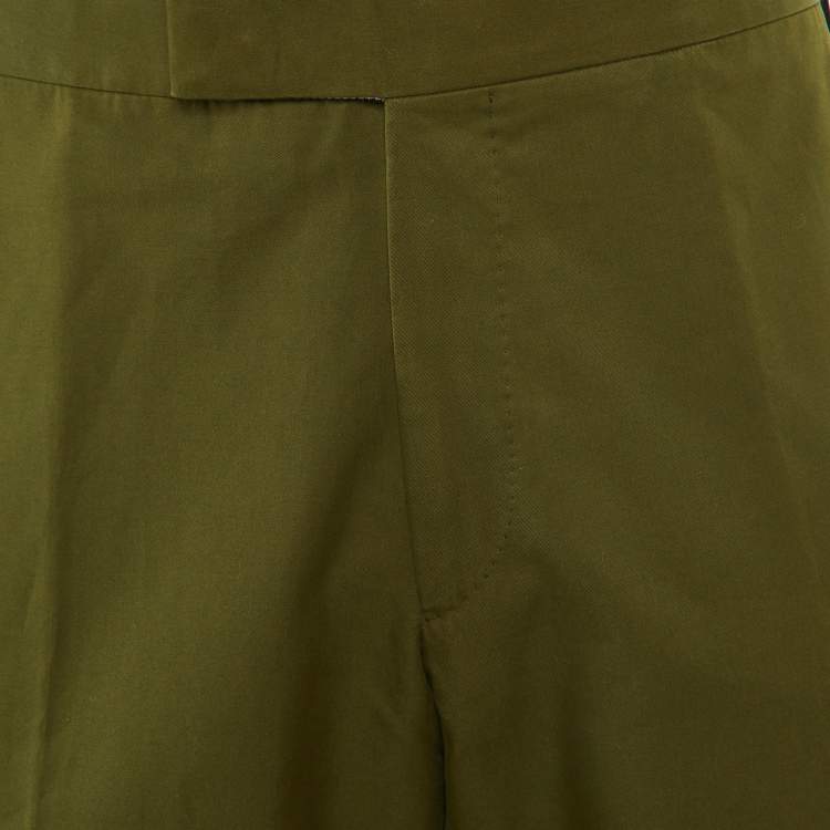 Pre Owned Tom Ford Dark Khaki Green Cotton Buckled Waist Trousers XXXL
