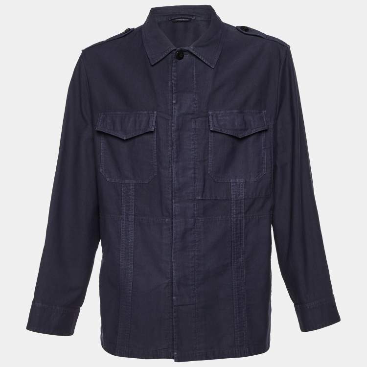 Pre Owned Tom Ford  Midnight Blue Cotton Single Breasted Cargo Jacket XXXL
